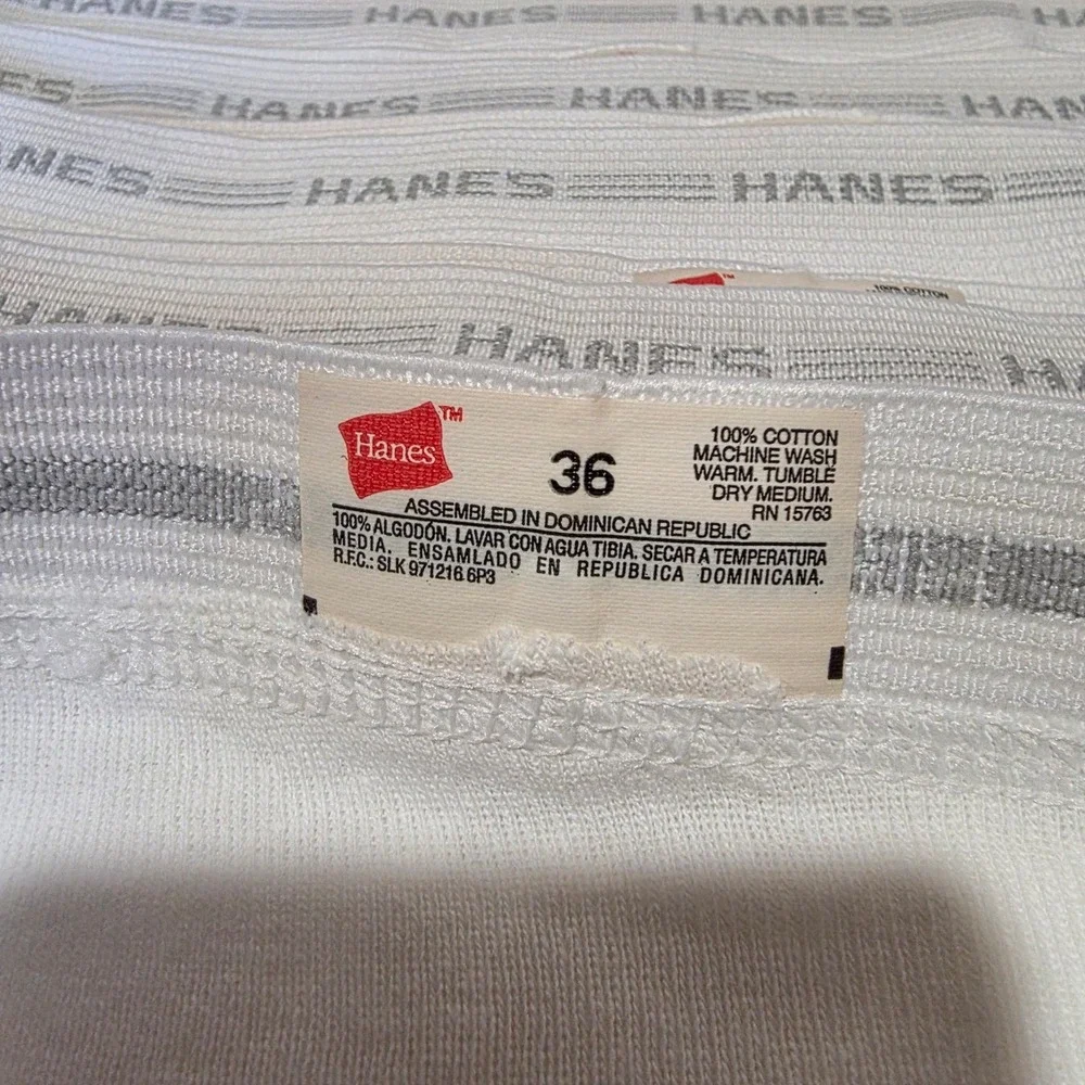 Hanes‎ Mens 7 Pack White Briefs Underwear Size 36 Cotton Full Cut Vintage 90s